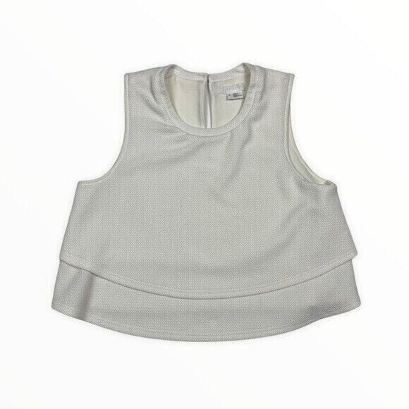 Cooperative Chic White Layered Sleeveless Crop Top Textured Minimalist Small - Picture 1 of 8